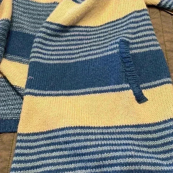 Love Sticth blue & cream stripped sweater jacket with pockets Size Large - Picture 6 of 10